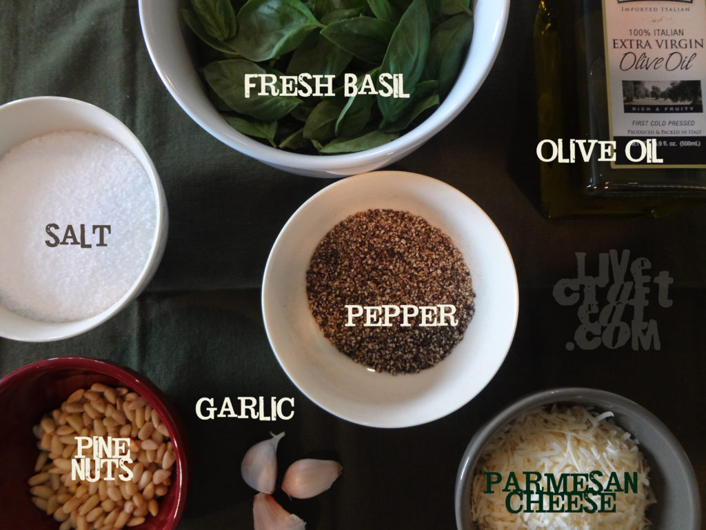 ingredients for basil pesto