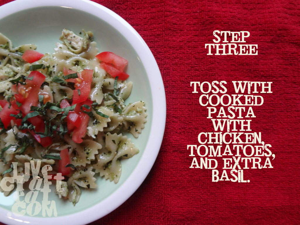 step three for basil pesto pasta 