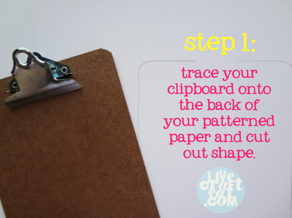 tracing clipboard onto patterned paper