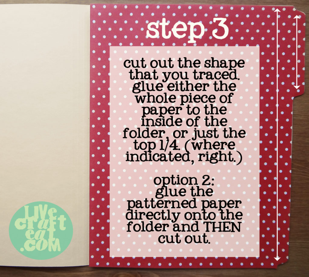 gluing paper onto file folder