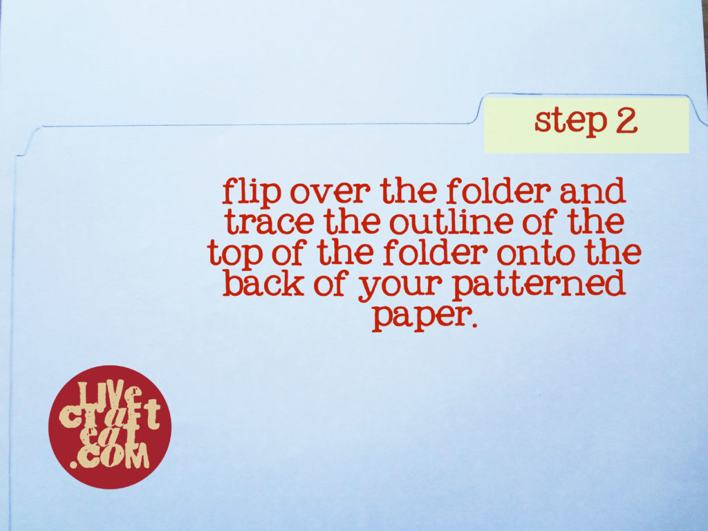 trace outline of file folder onto patterned paper