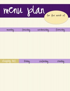 free purple menu plan template