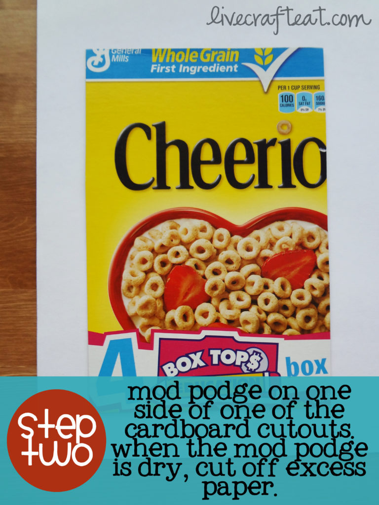 step 2 for making a cereal box journal