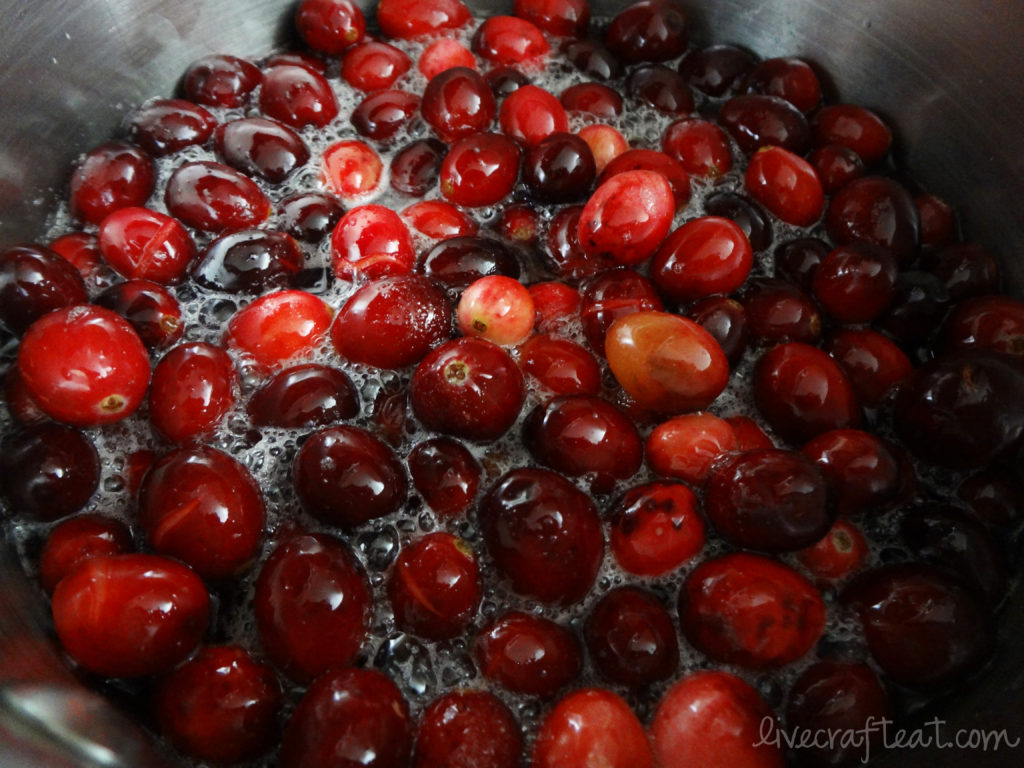 boiling cranberries in sugar and water