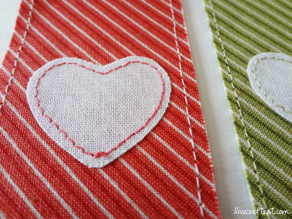 red heart striped bookmark