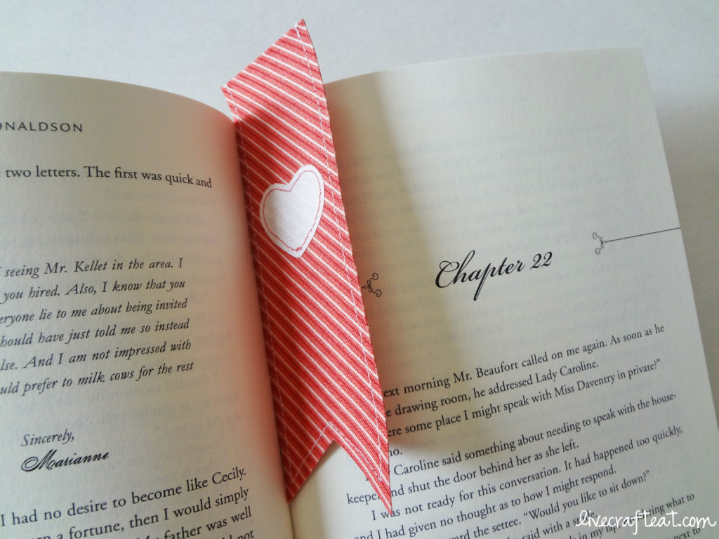 red heart bookmark & book