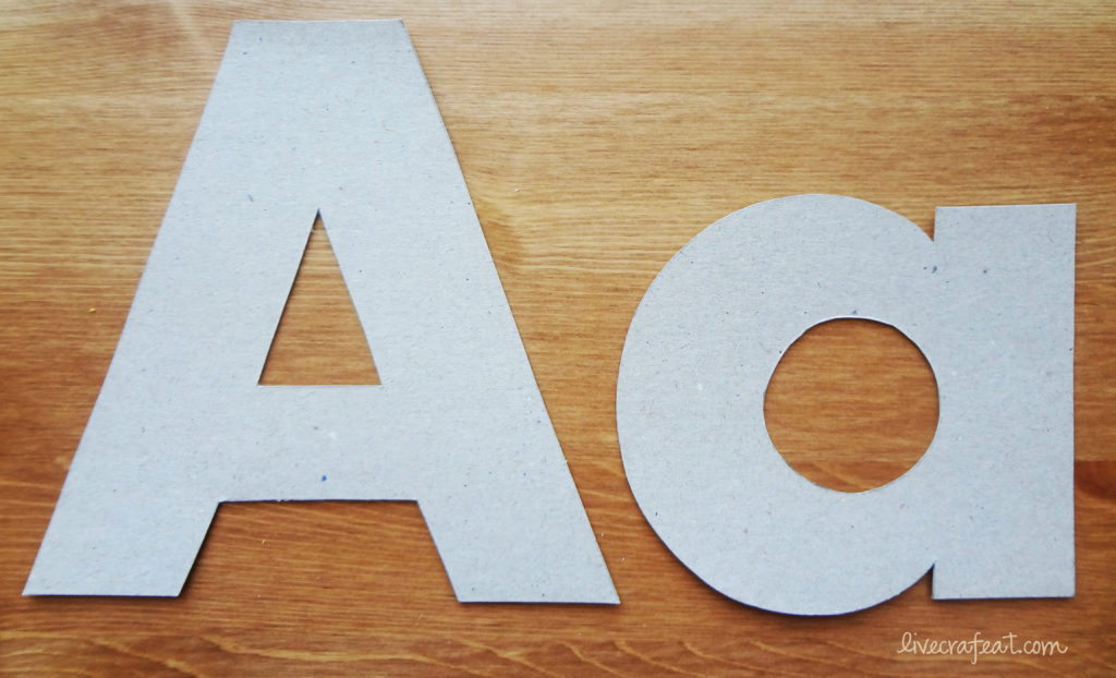 alphabet letters using cereal boxes or chip board