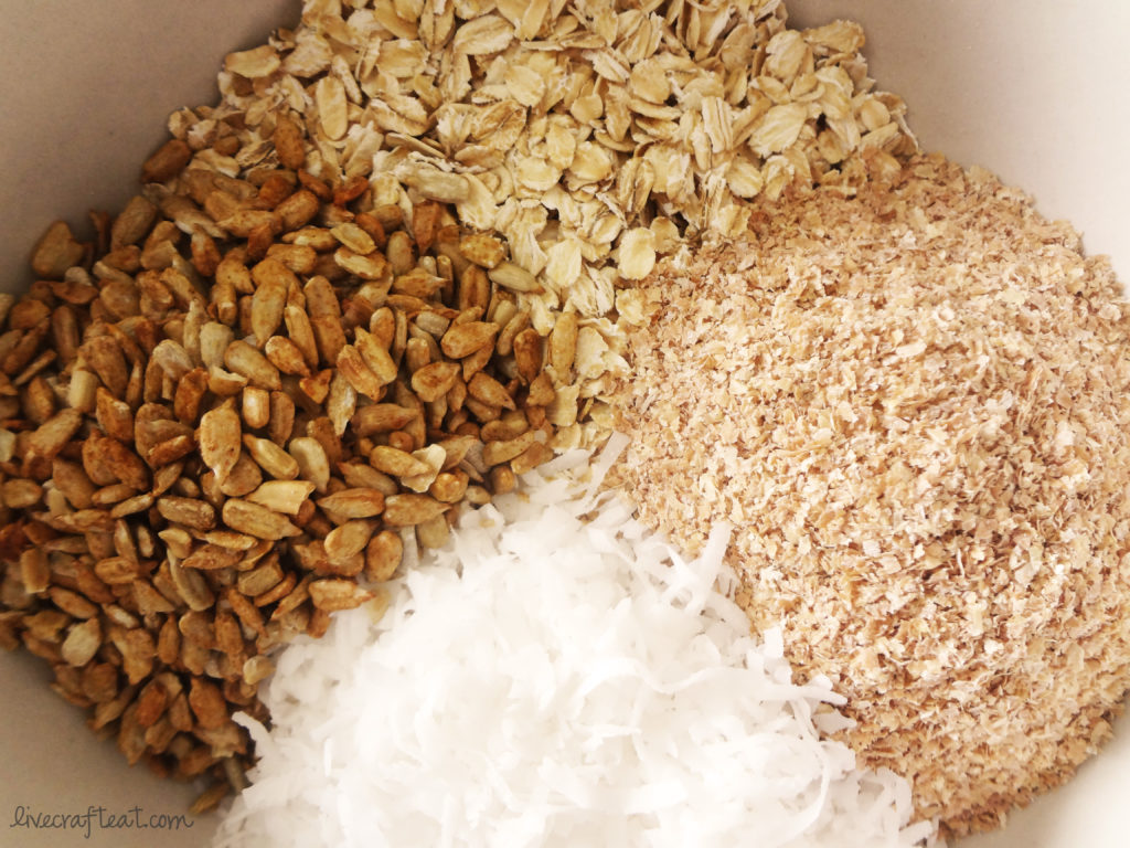 oats, wheat germ, coconut, sunflower seed oatmeal