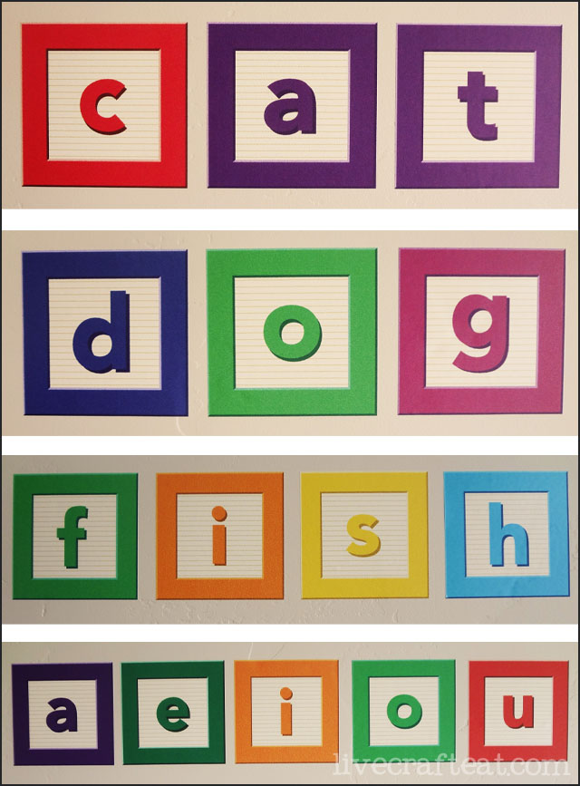 words and vowels using vinyl wall decals