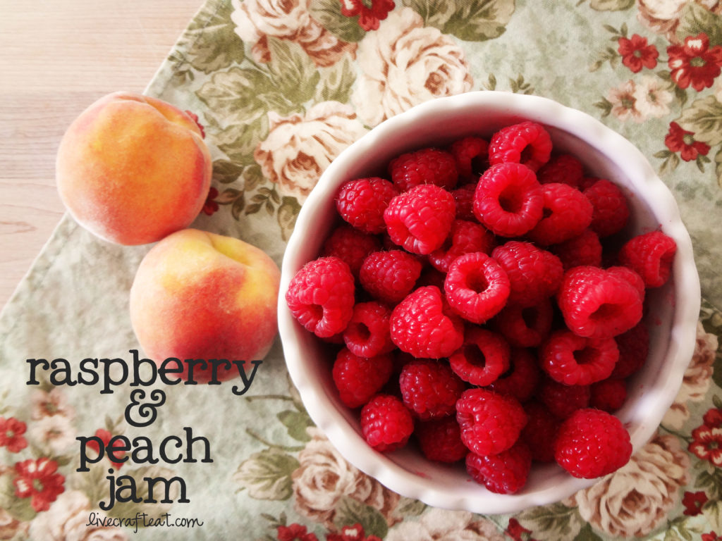 raspberry peach freezer jam