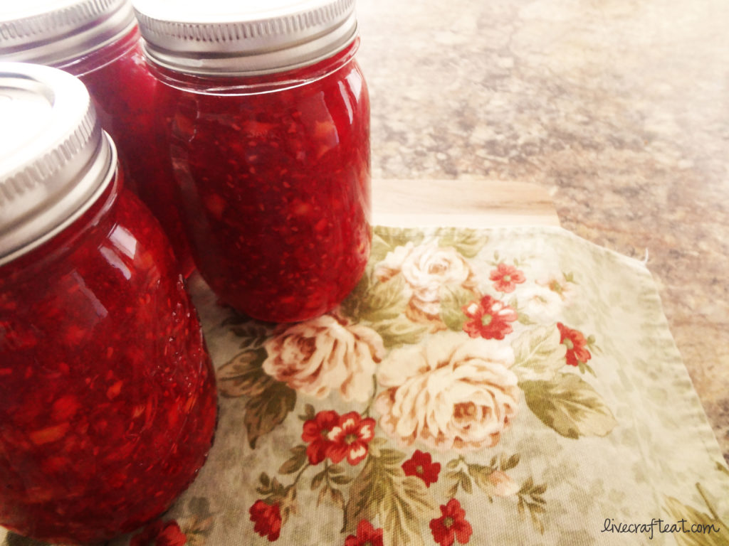 raspberry & peach freezer jam