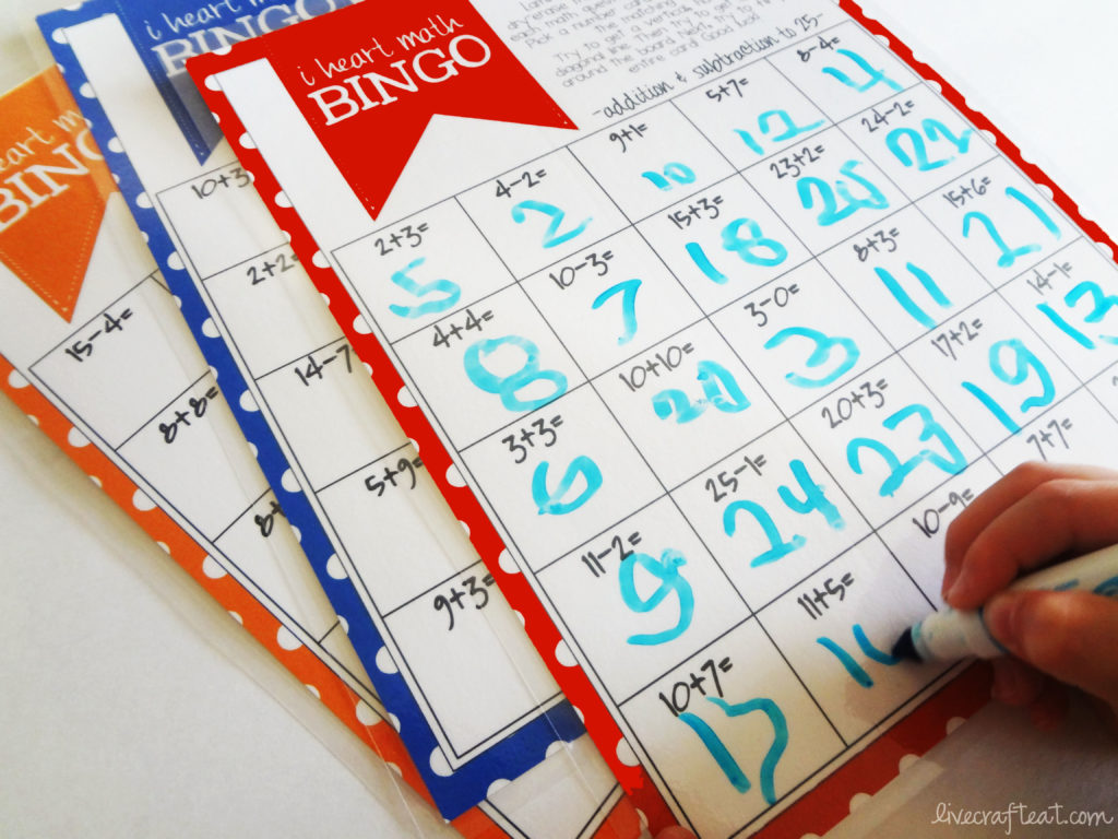 Math Bingo Printable For Kids - Free | Live Craft Eat