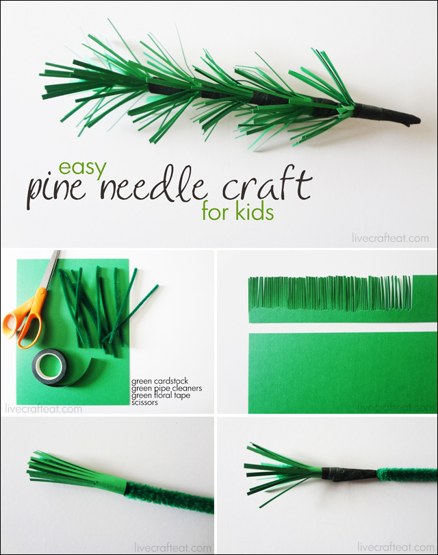 pine needle paper craft for kids