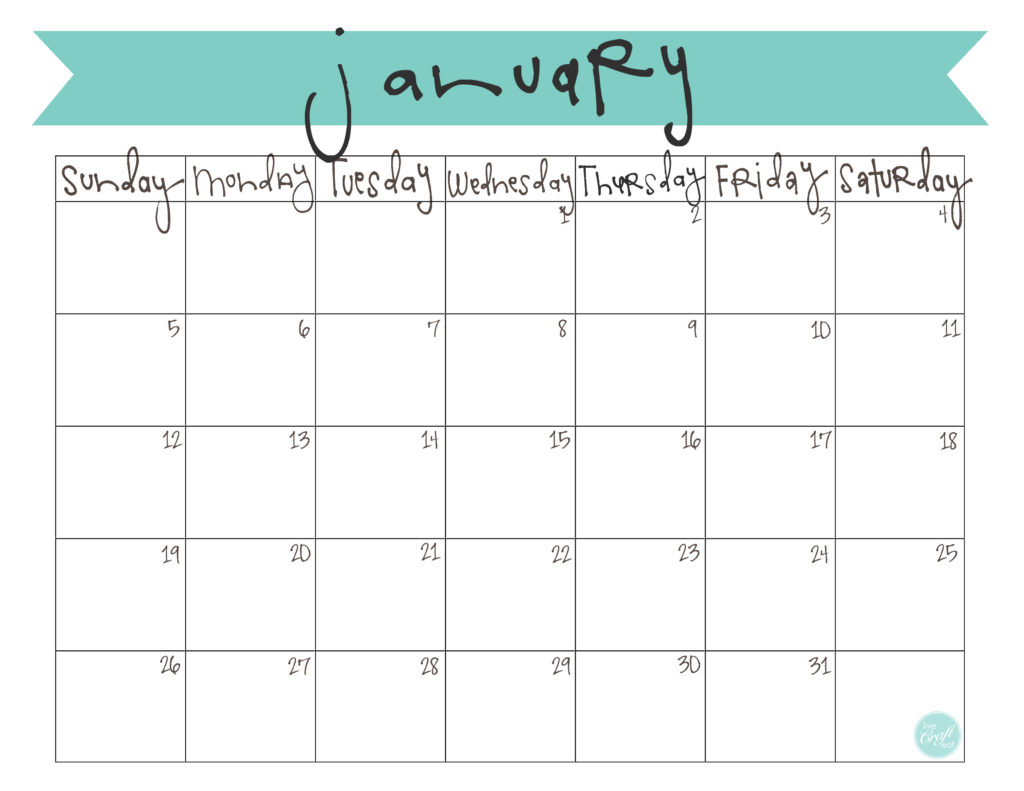 January 2014 Calendar Free Printable