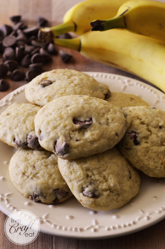 banana mint chip cookies - they're almost like muffin tops because they puff up a little bit. banana and mint might sound like an odd combination, but it's actually amazing!