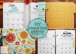 planner/notebook made from a cereal box