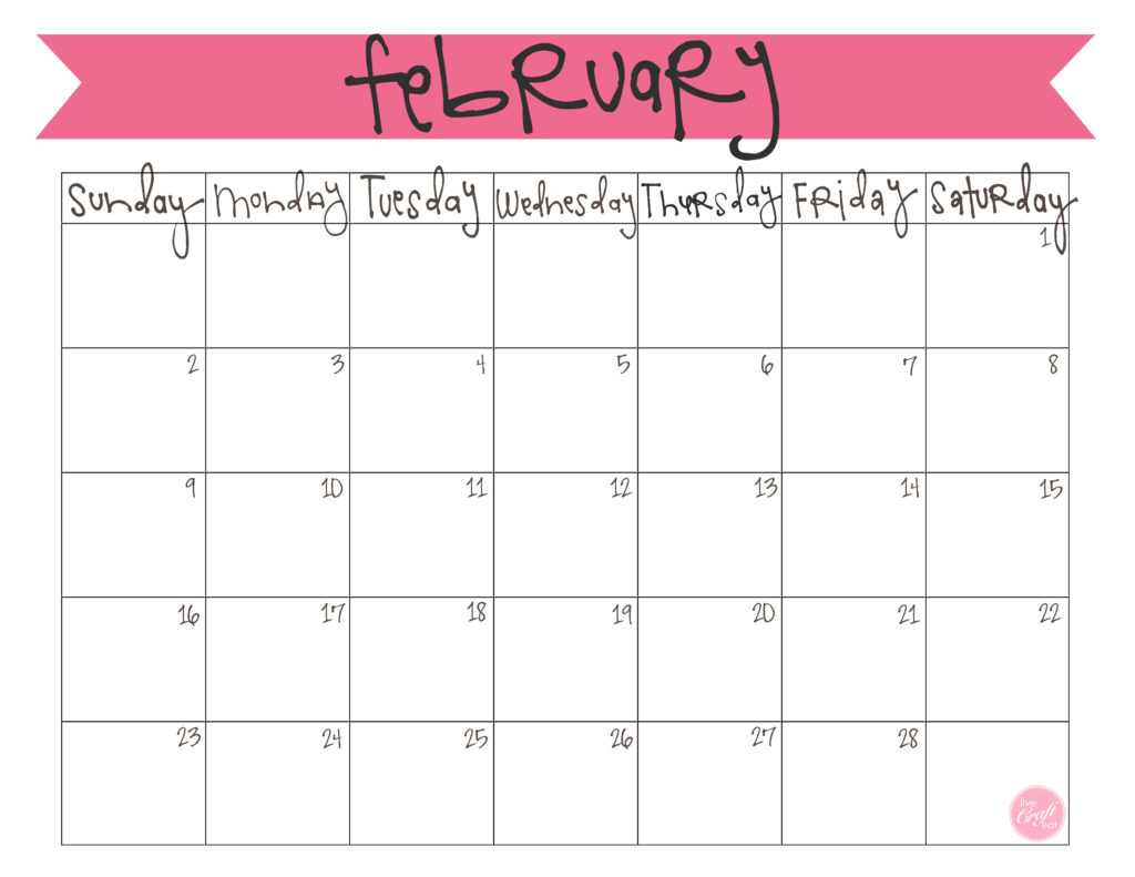 February 2014 Calendar - Free Printable | Live Craft Eat