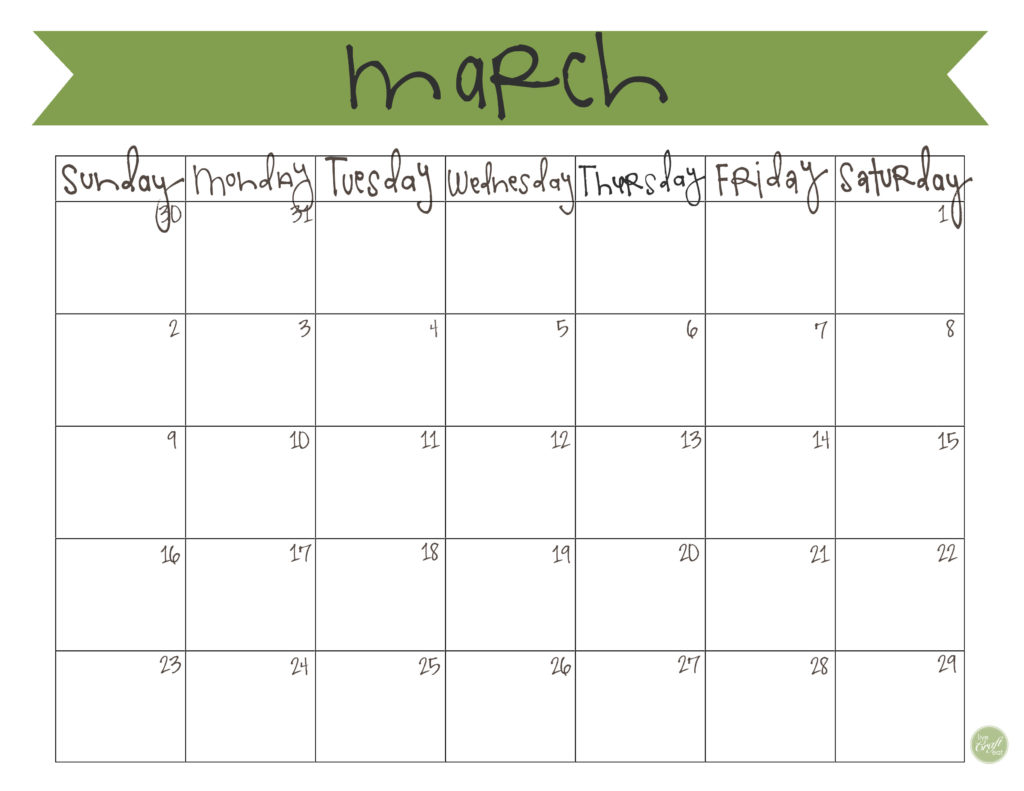 March 2014 Calendar Free Printable Live Craft Eat