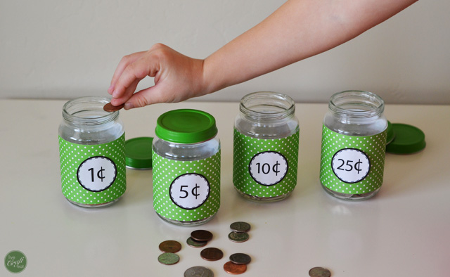 money-sorting activity - part of "3 activities to help teach your kids about financial responsibility.