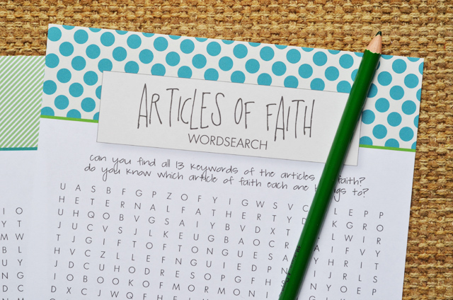 free printable articles of faith word search for lds kids