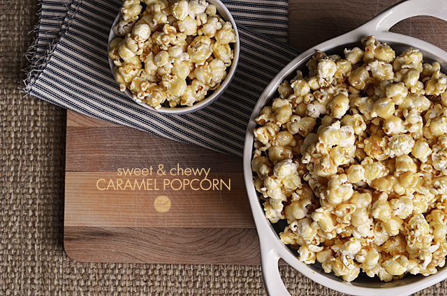 one of my favorite ways to eat popcorn...covered in homemade caramel! quick and easy, and only 5 ingredients (including the popcorn itself).