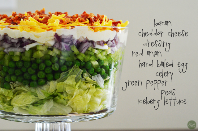 how to make an easy peasy 7-layer salad...so pretty and so, so, yummy!!