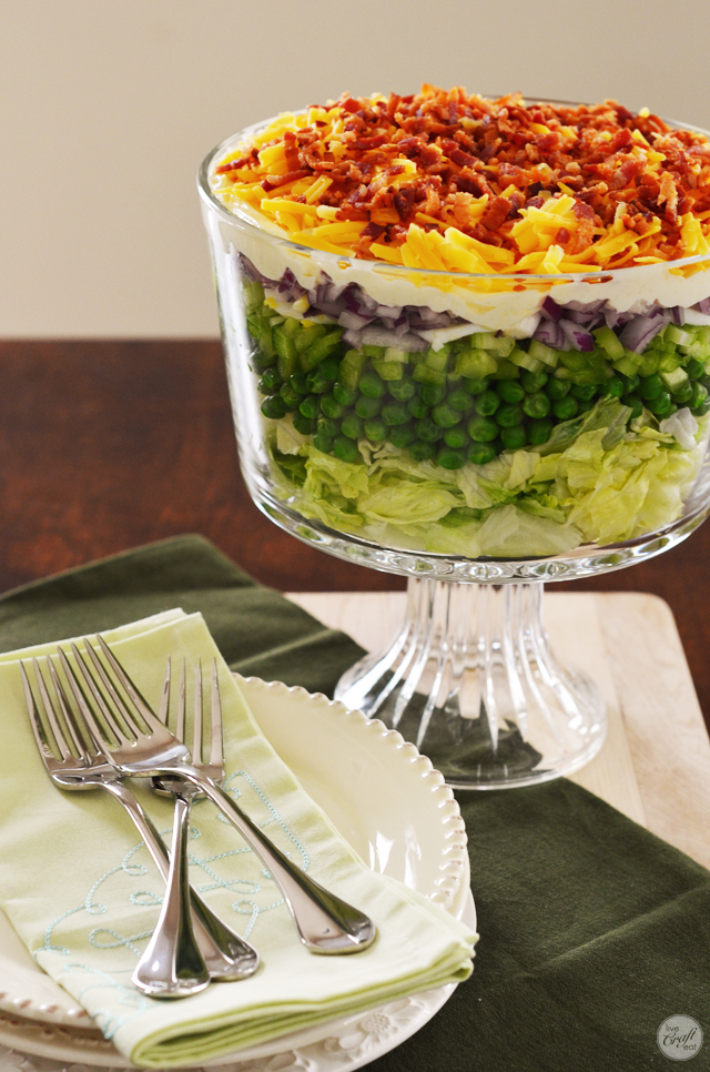 easy peasy 7-layer salad. looks so pretty you almost don't want to eat it! almost...it's actually AMAZING!!!