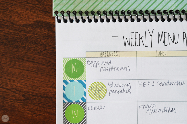 easy DIY weekly meal planner