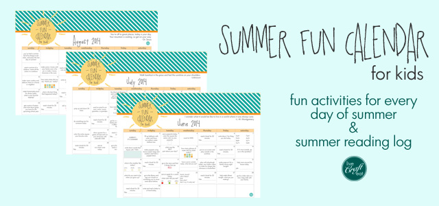 summer fun calendar for kids with free printables