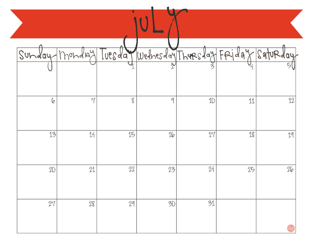 freebie!! july 2014 free printable calendar.