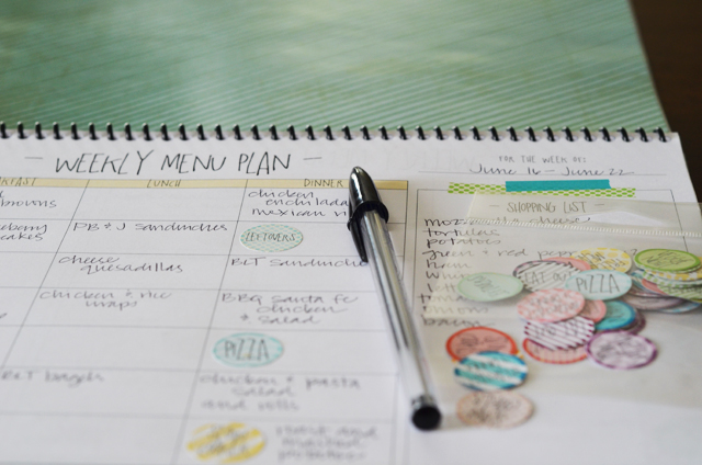 DIY menu planner for breakfast/lunch/dinner with printable stickers