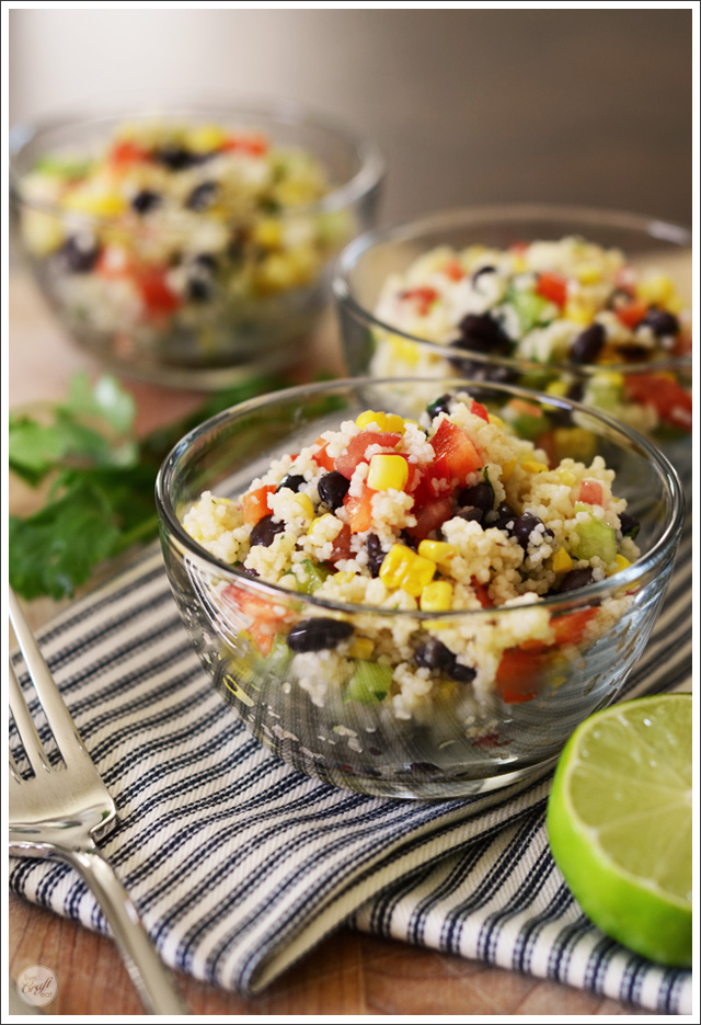 easy couscous salad with homemade southwestern dressing
