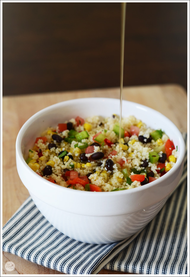 couscous and vegetable salad with homemade dressing