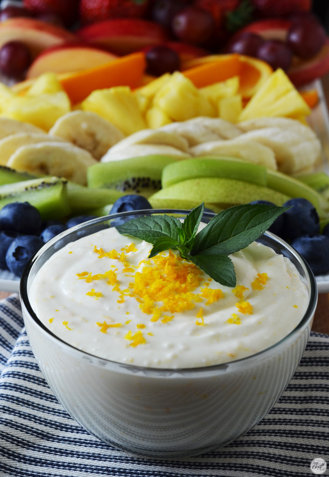 amazing cream cheese fruit dip with orange zest and ginger :: so refreshing
