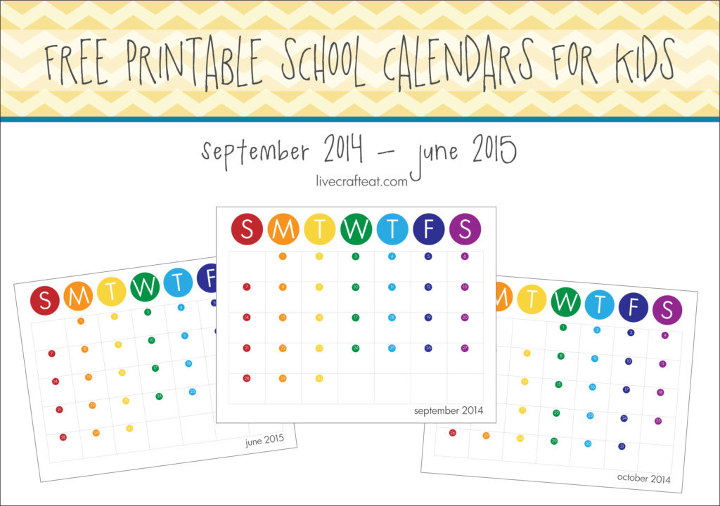 2014-2015 free printable school calendars for kids!