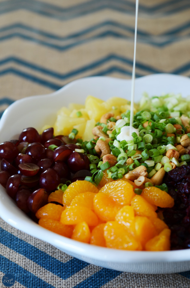 easy homemade dressing for a fruity & crunchy chicken pasta salad. so yummy, and my kids' favorite!