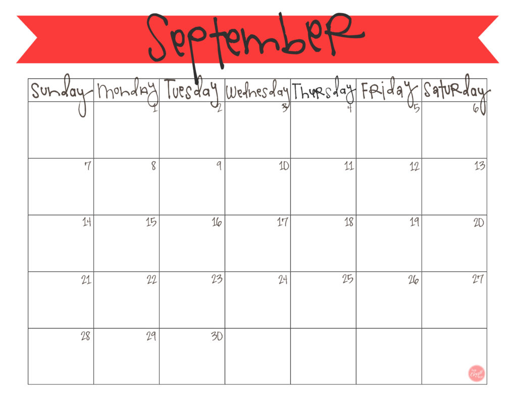 free printable calendar! september 2014