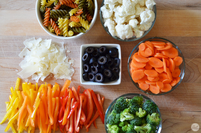 simple ingredients for a flavorful (and colorful!) pasta salad.