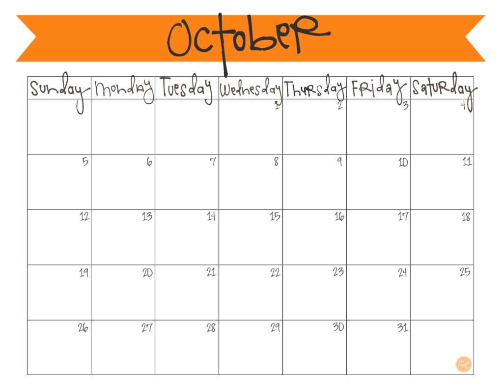 October 2014 Calendar Free Printable Live Craft Eat