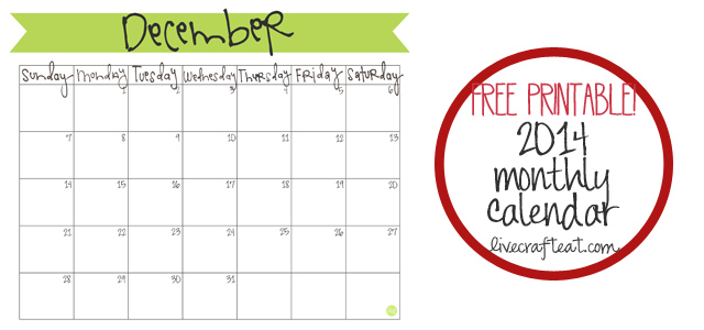 december 2014 mini calendar