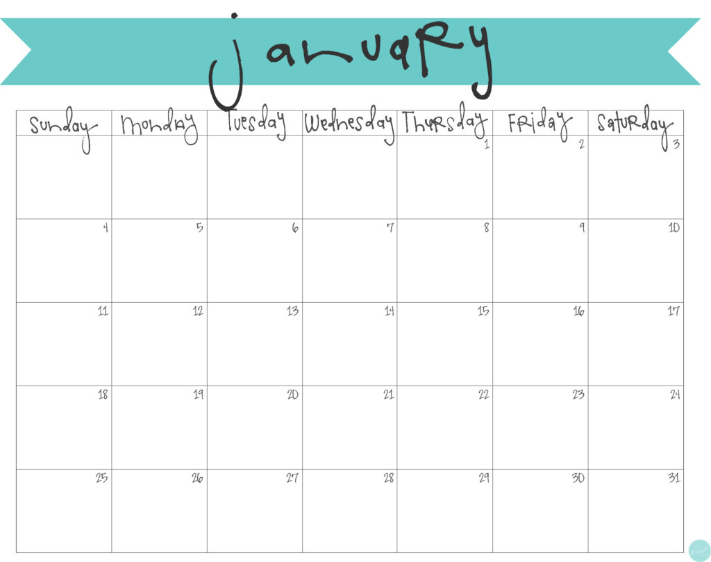 free printable january 2015 calendar