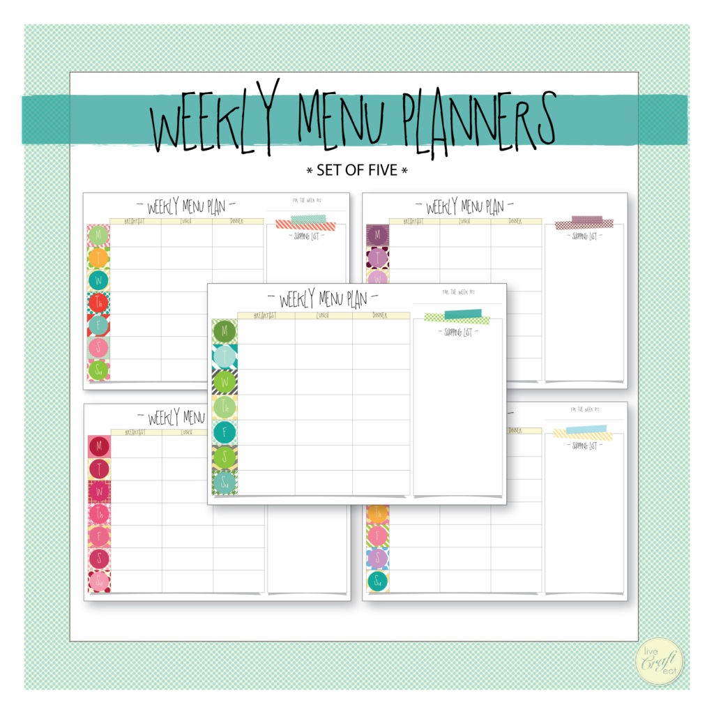 printable weekly menu planner and shopping list