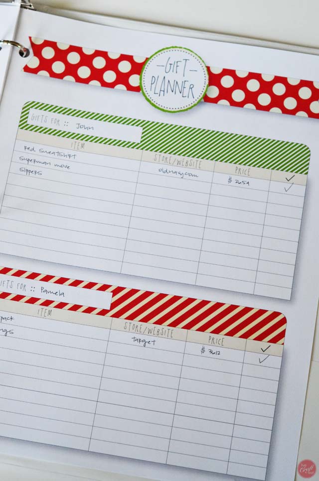 christmas gift planner