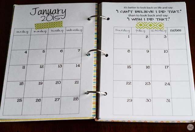 free printable 2015 A5 monthly calendars