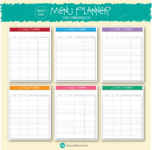 Printable Meal and Menu Planner | Live Craft Eat