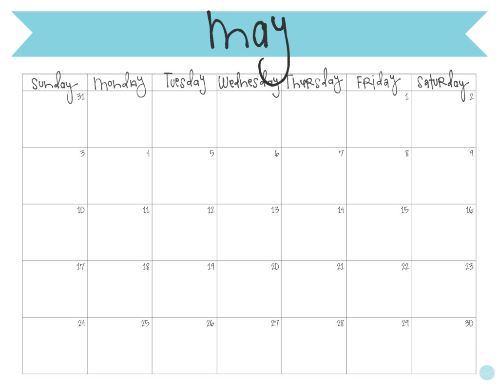 FREE printable monthly calendar :: may 2015