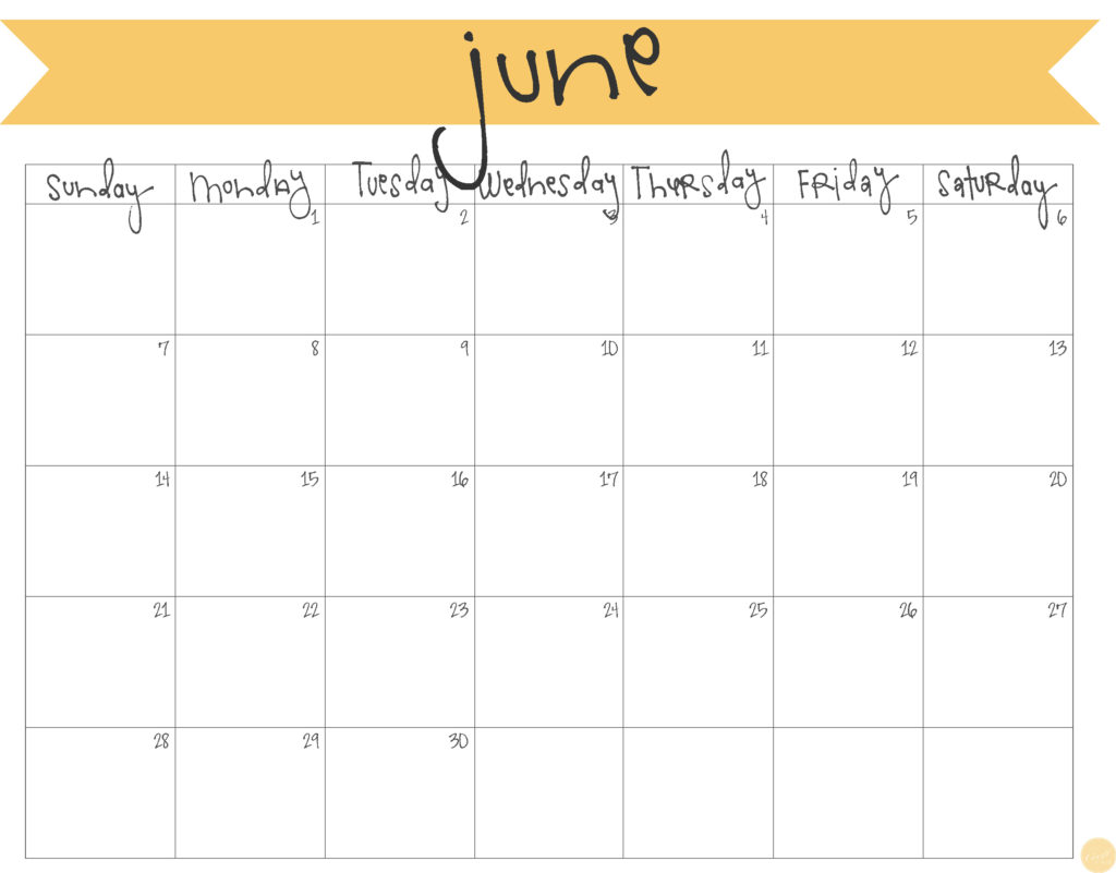 June 2015 Calendar Free Printable