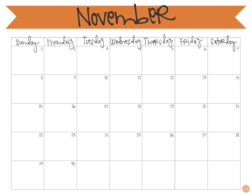 free printable november 2015 calendar