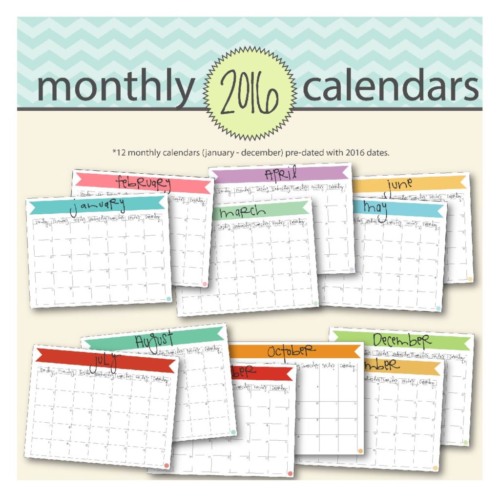 2016 banner calendars, available on etsy, for an organized year.