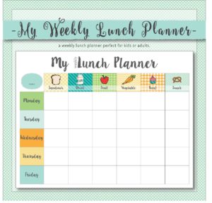 weekly lunch planner for kids, available on etsy, is great for getting kids to plan and eat a healthy lunch.